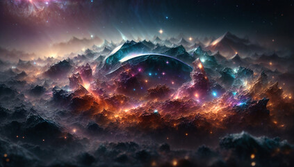 Wall Mural - Distant galaxy with irregular and chaotic features, a glimpse into the diversity of the cosmos - AI Generative