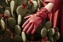Vegan Leather Made From Cactus - Eclectic Trends. Women's Gloves Of Cactus Leather And Opuntia Cactus. Innovative Vegan Leather, Sustainable Alternative To Animal Leather, Cruelty-free Fashion