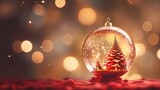 Fototapeta  - Christmas background, transparent Christmas bauble with Christmas tree