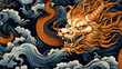 Colorful dynasty porcelain dragon and tiger texture seamless pattern