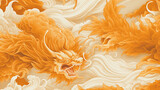 Fototapeta  - Colorful dynasty porcelain dragon and tiger texture seamless pattern