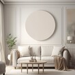 All White modern interior with furniture and canvas on wall. AI generated