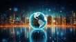 © Daniel - multiple exposure hologram of world map and world cityscape based on international concept