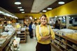 © Andrii Zastrozhnov - A young woman manager on background of fresh and healthy food in a supermarket, with a smile.