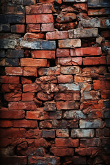 Wall Mural - Brick wall. Old vintage brick wall pattern. Red brick wall panoramic background.