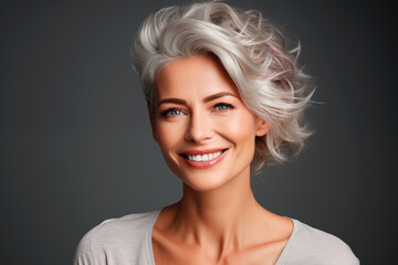 Mature woman face with smooth health skin for advertising design