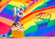 Birthday card with gay pride colors - Candle number 18