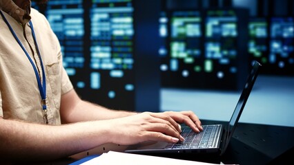 overseerer running data center equipment diagnostic tests to determine and debug software issues. re