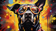 Retro pop-art of superdog, vibrant and colorful,  AI generative	