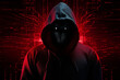 the dark web hooded hacker banner. High quality photo