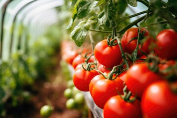 Tomato Extravaganza Delight: Delight in the extravaganza of tomatoes within the greenhouse, a sensory experience of color, aroma, and taste