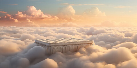 Wall Mural - High above, a mattress lies serenely on a bed of clouds