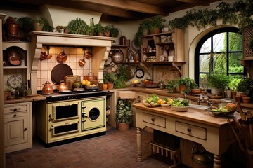 Wall Mural - English country style kitchen interior