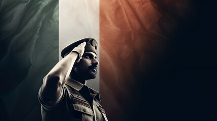Wall Mural - Indian soldier saluting w