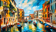 Oil painting impressionism, Venice type paintings, works of art,
