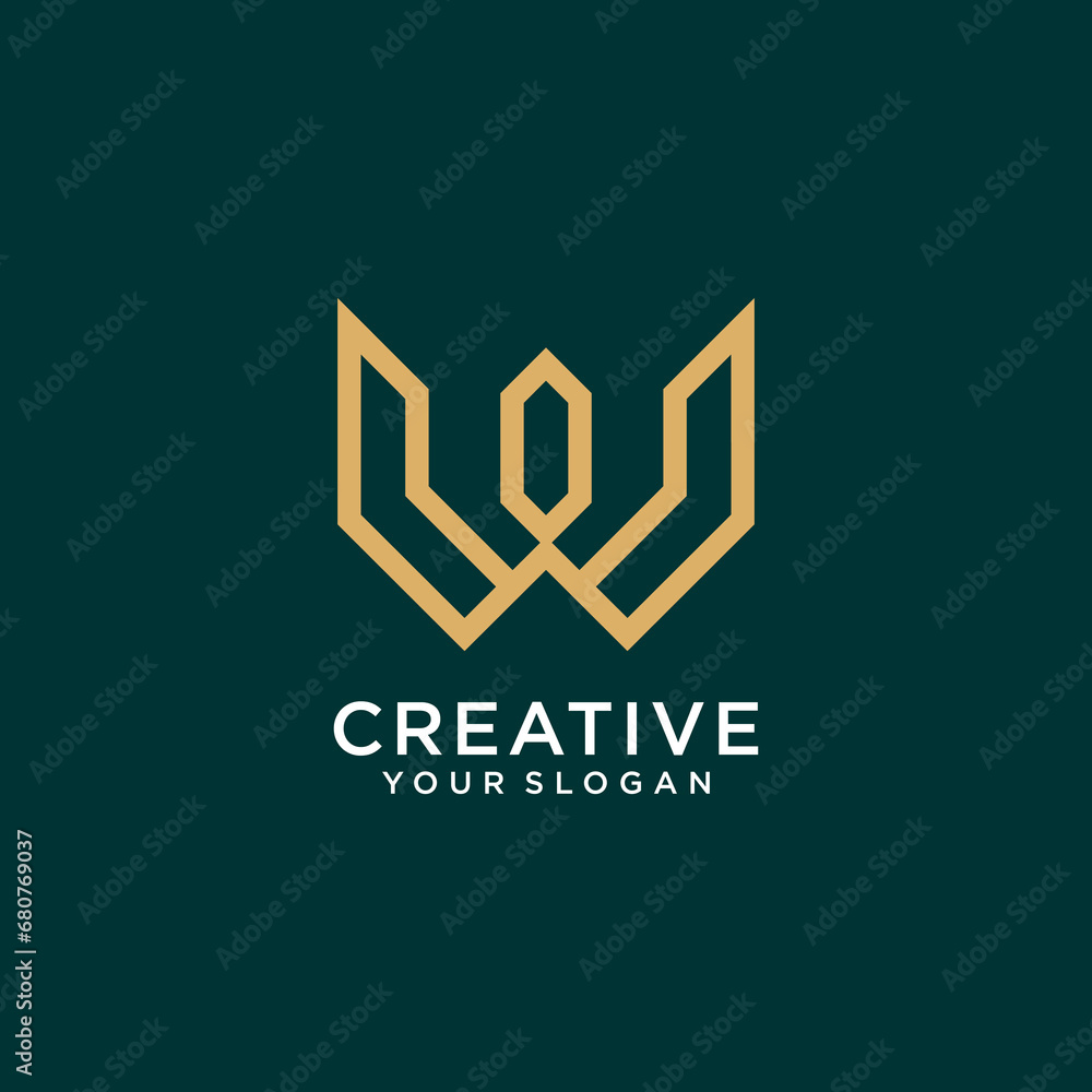 w logo design with monogram and line art Stock Vector | Adobe Stock