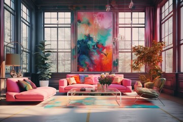 Wall Mural - Modern maximalist interior background 