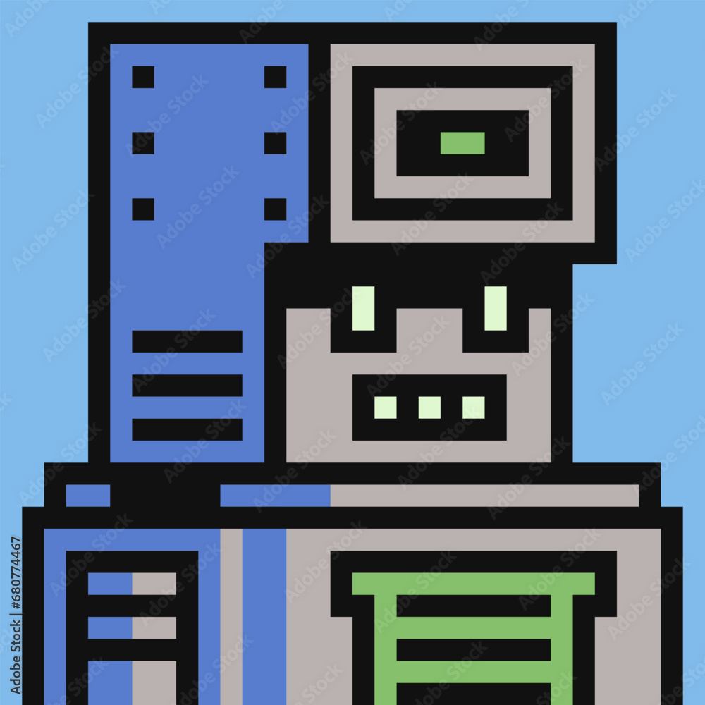 Robot head pixel art cartoon character avatar profile picture ...