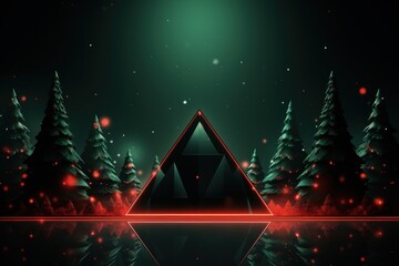 Wall Mural - Banner of the Christmas in a red and green futuristic neon style. Generative AI.