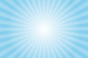 Poster - Sky blue sunburst background. Sunburst light background with blue ray. Aqua sun ray vector background. Radial beam sunrise retro design. Light sunburst glowing background.

