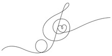 Music Lover Concept With Music Notes And Heart Shape In One Line