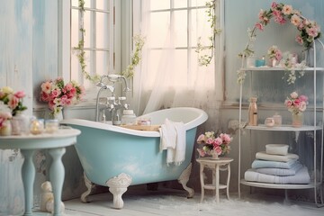 Wall Mural - Shabby chic bathroom interior background