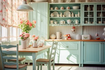 Shabby chic kitchen interior background