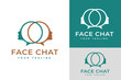 Woman Face Square Chat Speech Bubble for Communication Comments Podcast Logo Design Vector