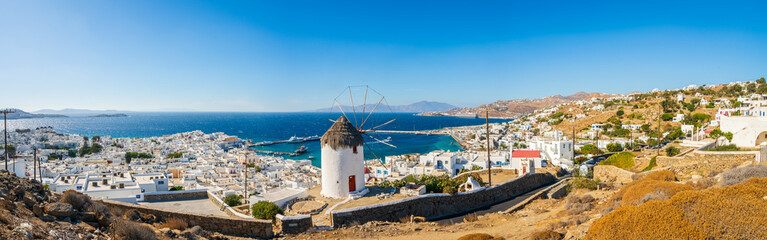 Sticker - Mykonos island skyline panorama. Cyclades islands, Greece