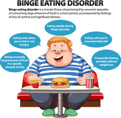 Sticker - Unhealthy Fat Male Cartoon with Binge Eating Disorder