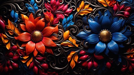 A close-up illustration of two beautiful flowers of different colors