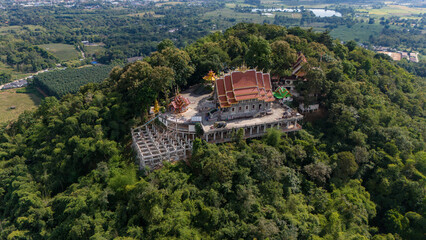 Wall Mural - Aerial view of Wat Phra That Doi Khao Kwai temple in Chiang Rai province of Thailand.