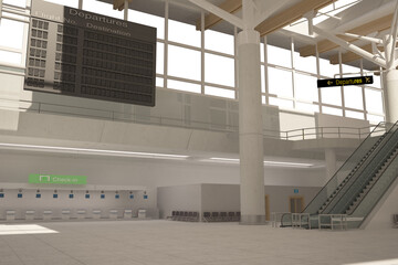 Sticker - Digital png photo of empty airport on transparent background