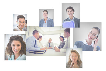 Poster - Digital png illustration of photos of diverse businesspeople on transparent background