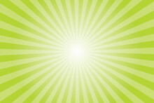 Green Abstract Vector Background With Rays. Retro Style Texture With Green Yellow Rays. Abstract Green Sunburst Pattern. Vector Illustration.