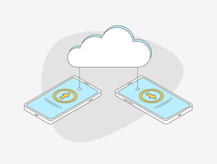 Wall Mural - cloud storage backup and file sync between mobile phones. securely sync settings, passwords, emails,