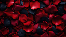 Red Rose Petals On Black Background