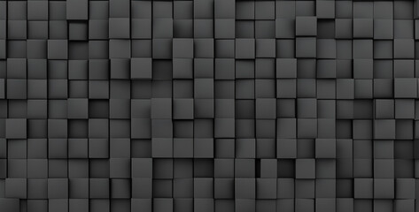 Wall Mural - tile Wallpaper with 3D, Black blocks. 3D Render, abstract background. Generative Ai content