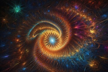 Wall Mural - Abstract image of a magnificent array of miniature, iridescent particles, delicately arranged to form a mesmerizing pattern of kaleidoscopic colors. Vivid chromatic nanotechnology background.