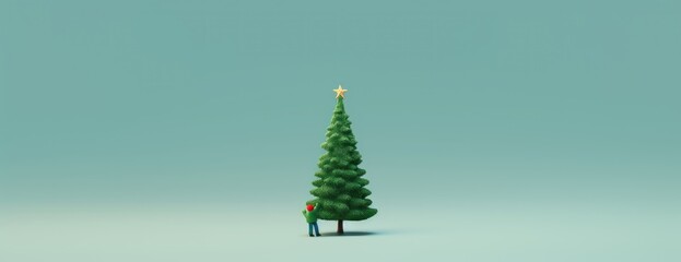 festive minimal design background with christmas tree