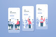 Job recruitment process illustration on mobile onboard screen template