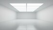 Blanker Raum: Weiße Showroom-Fläche als 3D-Platzhalter