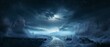 canvas print picture - Verschneite Mitternacht im Wald: Schauriger Pfad im blauen Mondlicht