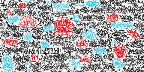 Wall Mural - Trendy Seamless Abstract Hip Hop Street Art Graffiti Style Urban Calligraphy Background