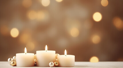 Beautiful backdrop with candles and bokeh for Candlemas day background with copy space