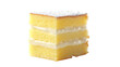 Sponge cake on white isolated on clear png background and transparent background. Bakery and pastry concept for cafe and restaurent, AI generative. 