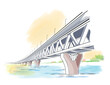 Padma shetu Illustration and line drawing. Concept of new constructed bridge in bangladesh