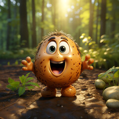 Sticker - 3d cartoon vegetable potato