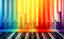 Colourful Gradient Piano Keys In An Abstract And Harmonious Design.