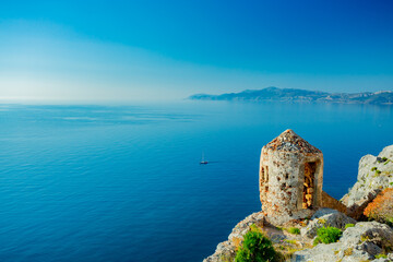 Poster - Monemvasia, Greece. View over the fortified town	